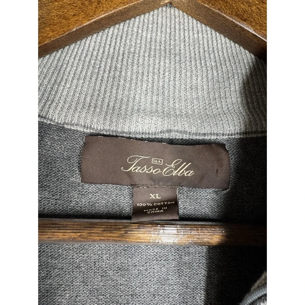 TASSO ELBA MENS SWEATER Size XL‎ GRAY FULL ZIP CARDIGAN